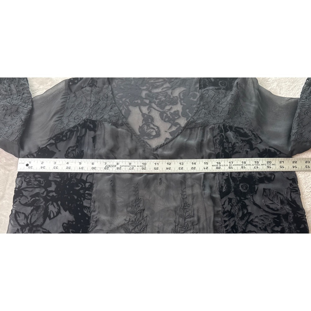 Johnny Was 4 Love and Liberty Velvet Burnout Tunic Top Black M Whimsigoth Lace - Picture 3 of 10